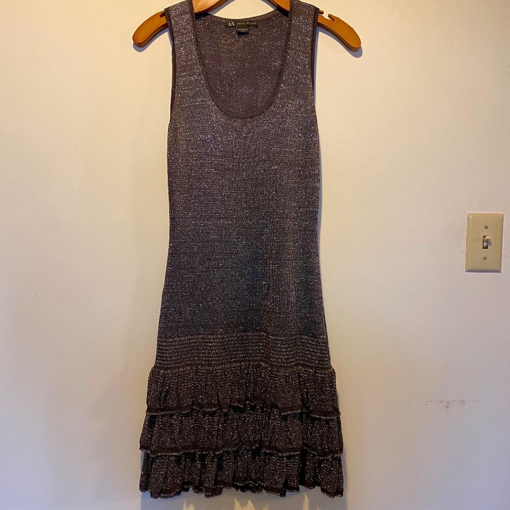 A/X ARMANI EXCHANGE Metallic Ruffle dress SZ XS